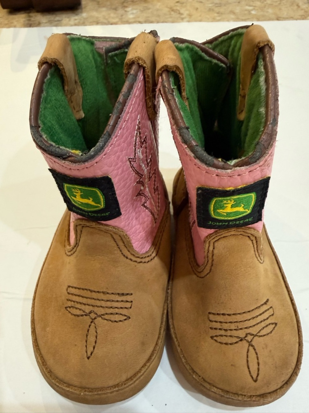 John Deere Pink Infant Size 3 M Tan/Pink Pull-On Boot W41852 Baby
